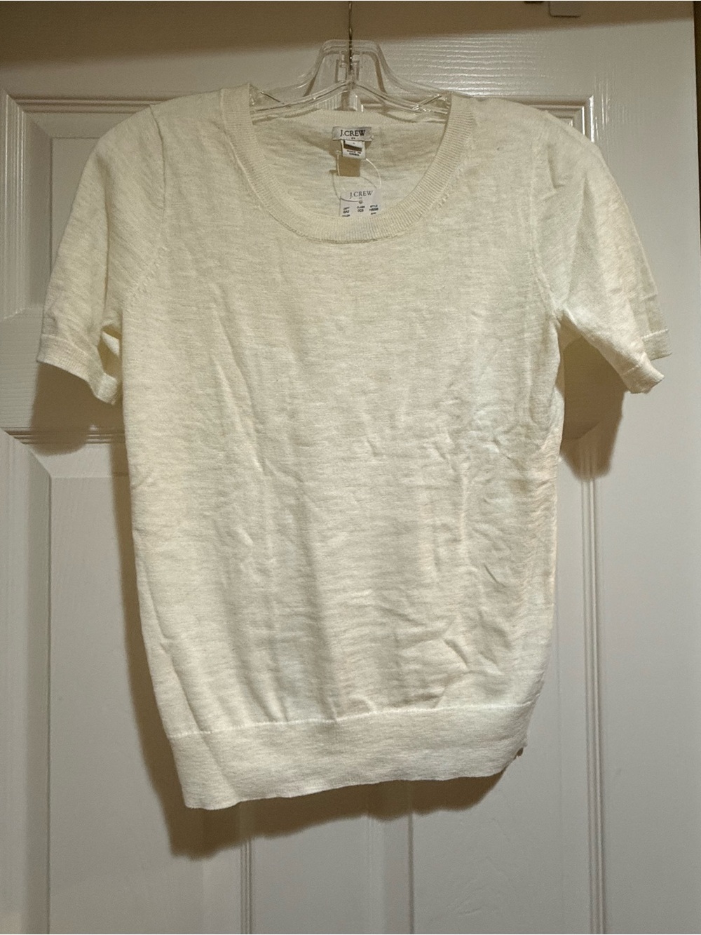 J. Crew Cream Short-Sleeve Knit Sweater